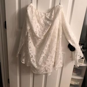 Lace white long top